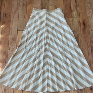 Zara Tan and Cream linen A-Line Skirt